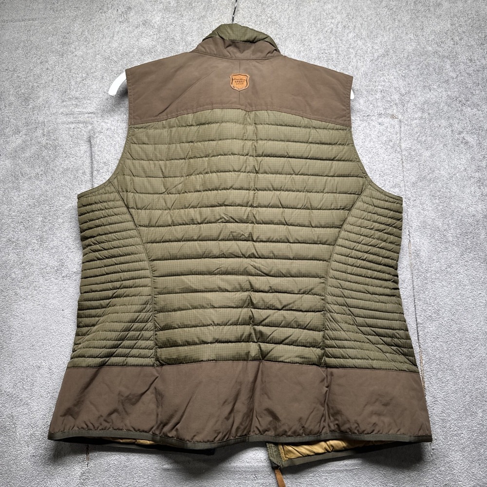 Vintage Eddie Bauer Sport Shop Down Puffer Vest Women Large Green Brown Gorpcore - Picture 9 of 10